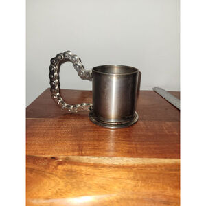 Vintage Pewter Tankard Mug w Motorcycle Chain Handle Biker Beer Stein